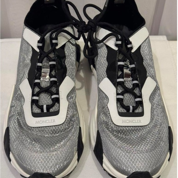 Moncler Shoes - Moncler Metallic Silver and Black Sneakers